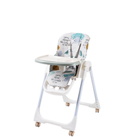 Chaise haute bébé haut de gamme Clafbebe OEM, pliable, rangement en un clic, avec ceinture 5 points, double plateau et roues, pour bébés de 6 à 36 mois