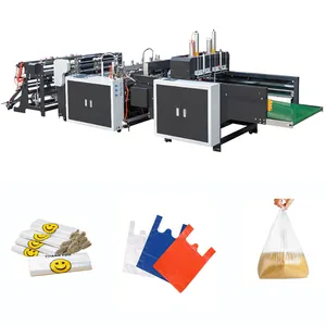 Máquina de fabricación de rollos de bolsas de basura de camisetas con sello de estrella de plástico de líneas dobles