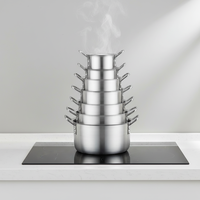 Lot de 7 casseroles et faitouts en aluminium antiadhésifs de qualité alimentaire pour la maison et la restauration, distribution uniforme de la chaleur