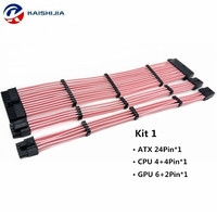 Kit Kabel Ekstensi PSU Kabel Motherboard Solid ATX 24Pin GPU PCIe 6+2Pin 8Pin CPU EPS 4+4Pin 16AWG Kabel Daya dengan Sisir
