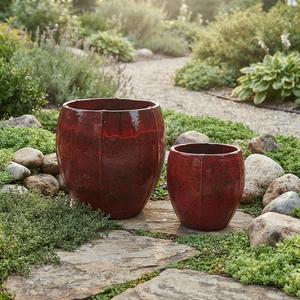 Pots de fleurs ronds en céramique modernes pour plantes d'intérieur et d'extérieur, maison, jardin, patio - Product Image 2