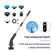 Nettoyeur Électrique Étanche pour Salle de Bain et Cuisine, Nettoyage Mural Complet, Poignée d'Extension, Rechargeable, en Plastique