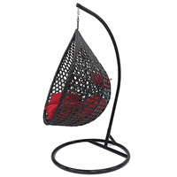 Best-seller Chaises Egg en rotin imperméable pour salon Chaise balançoire suspendue noire avec support en métal
