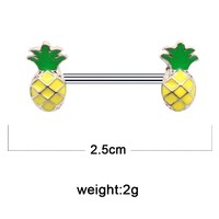 Gaibei Piercing de nombril en forme de cœur, style européen-américain, motifs fraise et ananas, en quartz transparent