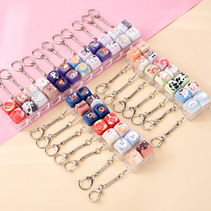 Stress relief cartoon animal kitten keycap <b>keyboard</b> button squeeze toy keychain pendant - Product Image 6