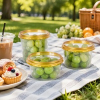 Boîte d'emballage jetable en plastique PET recyclable pour baies, raisins, framboises, avec couvercles imprimés