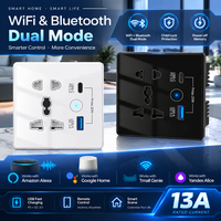 Prise intelligente UBARO de haute qualité, écran tactile, rabattable, ignifuge, ABS, 2 ports, prise universelle 13A/250V, double USB PD 20W, Wi-Fi, BLE, Alexa