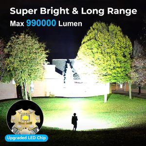 ไฟฉาย LED พกพา กำลังสูง ระยะไกล กันน้ำ IP66 ความสว่าง 1000+ ลูเมนส์ ชาร์จผ่าน USB หน้าจอแสดงผลอิเล็กทรอนิกส์  สำหรับตั้งแคมป์ - Product Image 2