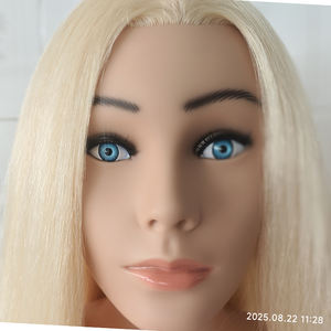 Maniquí de entrenamiento femenino para salón, cabeza de maniquí de cabello humano liso rubio <span class=keywords><strong>largo</strong></span> con hombros para trenzado de cabello y peluquería - Product Image 6