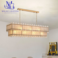 Lustre rectangulaire double couche en verre dépoli de style médiéval français, luxe léger pour villa, cuisine, îlot de salle à manger, décoration intérieure
