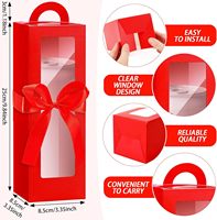 Boîte cadeau pour gobelet avec poignée, pour verre à vin transparent, gobelets vierges pour sublimation et bouteille pour Noël rouge