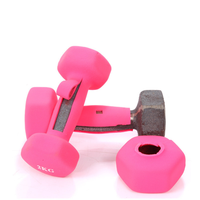 Ensemble d'haltères hexagonales en fonte de 1 kg, revêtement néoprène, anti-roulement, réglables, pour unisexe, famille, yoga, entraînement en salle de sport