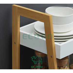 Support de rangement en bois de bambou durable d'approvisionnement d'usine support d'étagère de stockage en bambou à plusieurs niveaux couleur naturelle et blanche - Product Image 4