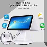 Système de point de vente à double écran 15,6 pouces à prix avantageux, écran tactile capacitif 10 points, paiement QR/NFC, terminal tout-en-un Android/Win10