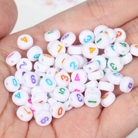 Perles acryliques mélangées 7x4mm, lettres, chiffres, étoiles, rondes, plates, alphabet, perles d'espacement pour la fabrication de bijoux, accessoires de bracelet faits à la main DIY
