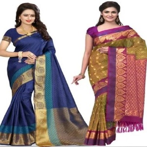 ชุดทอจากปากีสถานผ้าไหมทอเนื้อนุ่มบริสุทธิ์จากผ้าแพร Banarasi Saree ดีไซน์แบบดั้งเดิมอินเดีย - Product Image 6
