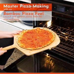 Pala per <span class=keywords><strong>Pizza</strong></span> in Bambù da 16 Pollici con Indicatori di Misurazione, Tagliere Multifunzione Sostenibile <span class=keywords><strong>e</strong></span> Paletta di Servizio per Uso in Cucina - Product Image 3