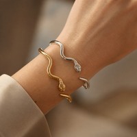 Bracelet Serpent en Acier Inoxydable Plaqué Or 18 carats, Étanche et Inaltérable, Prêt à l'Expédition en Gros pour Femmes
