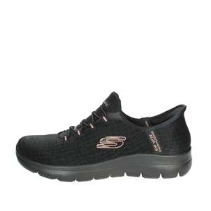 <span class=keywords><strong>Zapatillas</strong></span> Skechers Slip On <span class=keywords><strong>para</strong></span> <span class=keywords><strong>Caminar</strong></span>, Color Negro con Logotipo Dorado Rosa, <span class=keywords><strong>Zapatillas</strong></span> Cómodas <span class=keywords><strong>para</strong></span> <span class=keywords><strong>Mujer</strong></span> - Product Image 1