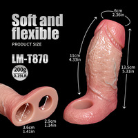 Halbtransparente Penis-Hülle für Männer, Tragbare Verlängerung mit Verstärkter Dicke, Wolfszahn-Design, Sperma-Blockierring, Silikonhülle LM-T870