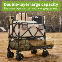 Fournisseur Vérifié Chariot de Camping Pliable Grande Capacité 300L à Double Couche avec Rangement Inférieur pour Articles Longs, Courses et Outils