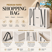 Tas Kertas Seni Putih Kemasan Pakaian yang Dapat Digunakan Kembali, Dapat Disesuaikan OEM/ODM, Tas Kertas Hadiah Belanja untuk Perhiasan, Kosmetik, Sepatu, Dapat Didaur Ulang