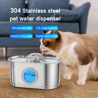 Fontaine à eau intelligente pour animaux de compagnie Vansity OEM, acier inoxydable 304, écologique, logo personnalisé, distributeur d'eau pour chiens et chats de 3,2 L