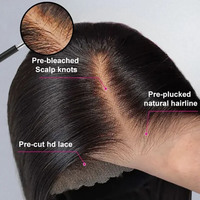 Perruques ISEE Faciles à Porter Sans Colle, Lace Front Déjà Coupée, Cheveux Humains Indiens Bruts, Perruque Frontale Full HD Prête à l'Emploi, Pré-Décolorée