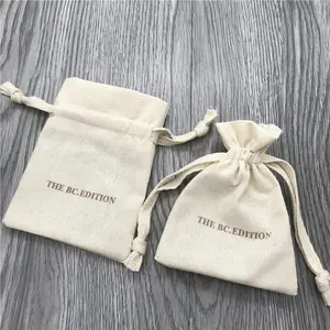 Custom Eco Small Drawstring Cotton Jewellery Packaging Bag Muslin Cotton Jewelry Pouch