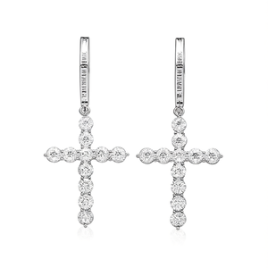 Orecchini Tiffany & Co. con Croce di Diamanti in Oro Bianco, Taglio Brillante Rotondo, Colore D, Naturali, per Cerimonie Religiose Femminili - Product Image 1