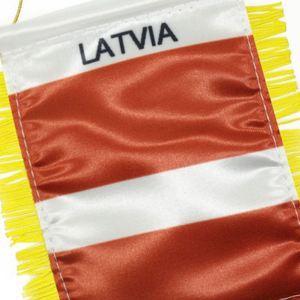 Custom LATIVA Satin Pennant Flag Car Mini Flag <b>Banner</b> with Yellow Tassels - Product Image 3