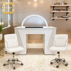 Ensemble table à ongles + chaise de technicien avec chaises de bureau à domicile pour clients et techniciens, chaise de manucure blanche pour <span class=keywords><strong>spa</strong></span> à ongles - Product Image 1
