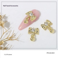 Paso Sico Alloy Nail Art Moon Tassels Rhinestone Wreaths Tassel Bows Pendants 10pcs Pack for Salon DIY Manicure