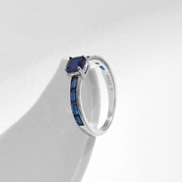 Bague OEM de luxe en argent sterling 925 avec pierre bleue taille émeraude pour femme, baguette de mariage, bagues fines en saphir et zirconium cubique 5a
