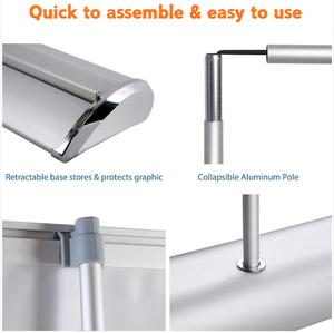 Stand Banner Gulung Aluminium Berkualitas Tinggi Model Waterdrop - 85x200cm Perak/Hitam untuk Promosi |   Contoh, Ukuran Sesuai Pesanan - Product Image 5