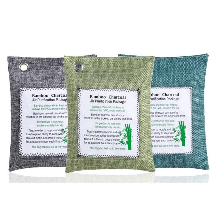 Мешки для очистки воздуха из натурального бамбука, дезодорирующие мешки с 100% активированным углем для автомобиля