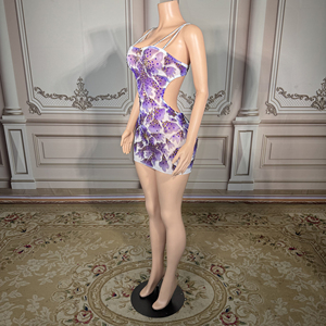 ZD Mini Purple Gold Luxury Dress Floral Rhinestone Edition, diseñado para fiestas <span class=keywords><strong>de</strong></span> baile electrónico y espectáculos <span class=keywords><strong>de</strong></span> baile. - Product Image 3