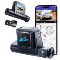AZDOME S58 4G LTE Caméra de tableau de bord Résolution 2K Interphone à distance en temps réel Streaming en direct GPS App 3CH Avant Arrière Carte Sim pour 24 heures
