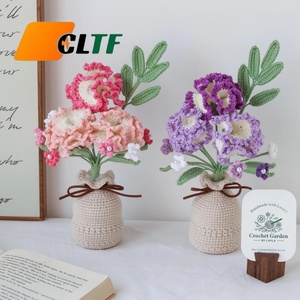 Arreglo Floral Creativo de Claveles en Jarrón, Flores Tejidas a Mano con Hilo, Decoración de Escritorio <span class=keywords><strong>para</strong></span> Regalo de Inauguración de Casa, <span class=keywords><strong>Flor</strong></span> de Ganchillo - Product Image 1