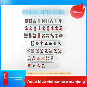 Fichas de Mahjong Medianas y Grandes, Color Azul Agua, Hechas a Medida, para Uso Doméstico, Mahjong Vietnamita para Jugar a Mano - Product Image 4