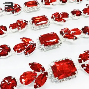 2023 New Arrival US Hot Sale Gold Red Color BlingBling Rhinestones Trimming Use for Dress