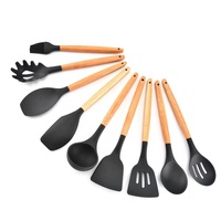 Ensemble de cuisine en silicone avec manche en bois, ustensiles de cuisine, 11 pièces, top quality Amazon