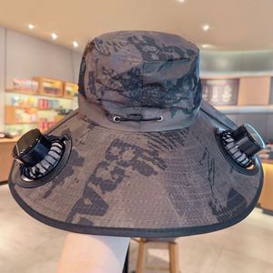Wholesale Solar <b>Fan</b> Hat Summer Outdoor Hiking Fishing UV Protection Sun Shading Super Large Brim Fisherman Hat - Product Image 3