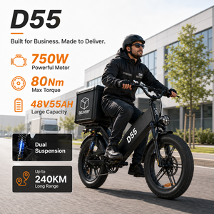 Bicicleta Eléctrica de Carga D55, 750W, 48V, 55AH, 28 mph, 240 millas de Autonomía, Doble Suspensión, Bicicleta Eléctrica para Reparto - Product Image 1