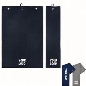 Serviette de sport et de golf en microfibre gaufrée ultra absorbante avec logo brodé personnalisé et crochet en métal, fournie par l'usine - Product Image 1