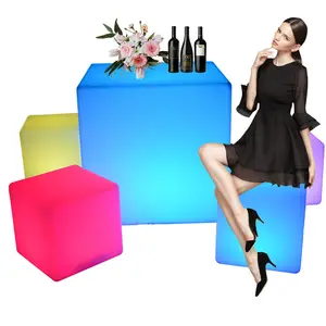 glowing light cube seat /Rectangular Led Bar Stools Mobile Light Bench Illuminated Cube Seats Night Club Furniture