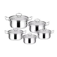 Ensemble de casseroles modernes en métal antiadhésif 10 pièces avec casserole et faitout en acier inoxydable - Passe au lave-vaisselle