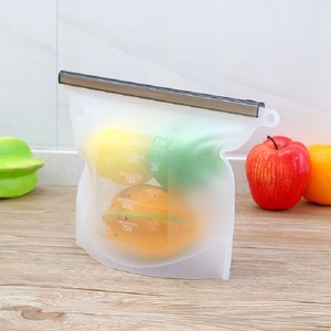 Sacs de conservation réutilisables en silicone de qualité alimentaire pour congélateur, avec fermeture PEVA, pour organiser les sacs de conservation alimentaire jetables - Product Image 6