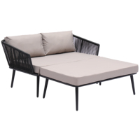 Canapé-lit d'extérieur pour jardin, chaise longue double avec dossier, structure en acier inoxydable, design moderne, résistant aux intempéries, pour hôtel