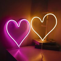 Plaques au néon en acrylique alimentées par USB en forme de coeur LED enseigne au néon romantique lampe murale suspendue pour la décoration de mariage d'événement